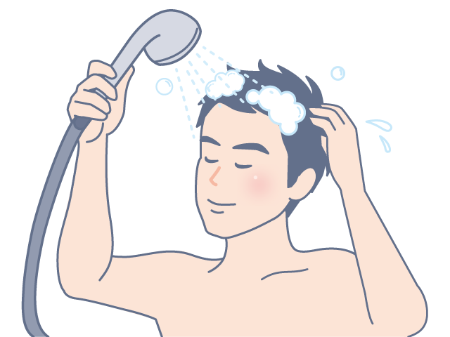 頭皮を中心にすすぐ