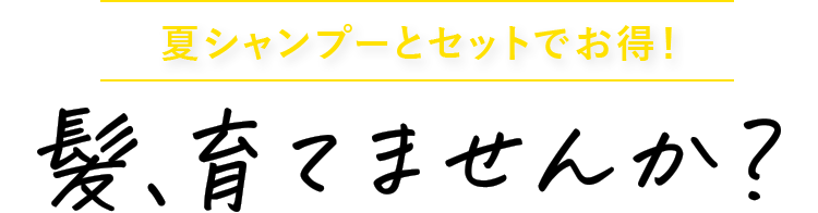 夏シャンプーとセットでお得！髪、育てませんか？